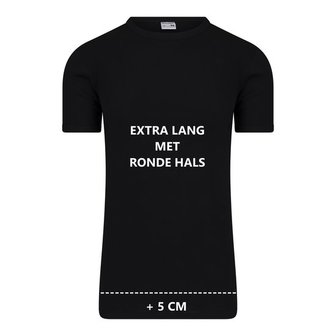 Extra lang heren T-shirt met O-hals M3000 Zwart