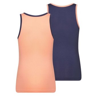 2-Pack Mix&amp;Match Meisjes hemd Zalm/D.Blauw