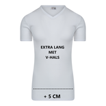 Extra lang Heren T-shirt met V-hals M3000 Wit