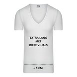 Extra lang Heren T-shirt met diepe V-hals M3000 Wit
