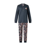 Lunatex dames pyjama aangeruwd interlock (in uni top met print broek)