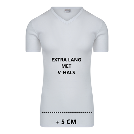 Extra lang Heren T-shirt met V-hals M3000 Wit