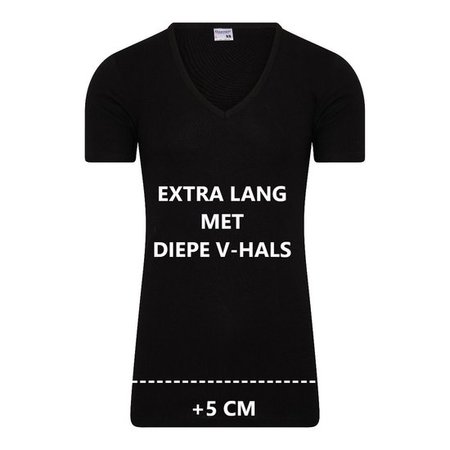 Extra lang Heren T-shirt met diepe V-hals M3000 Zwart